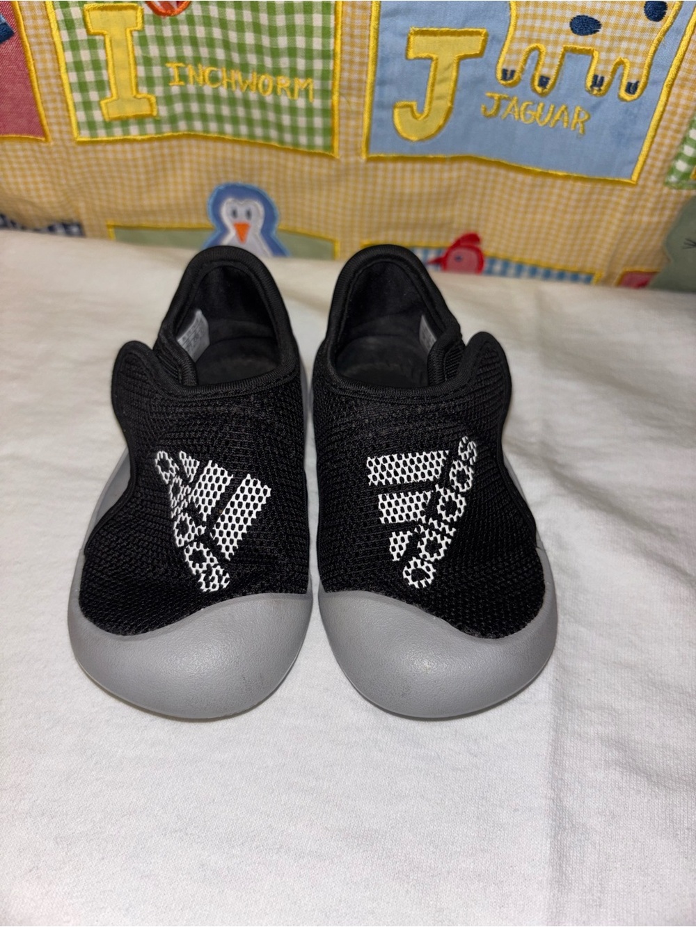 adidas Black & Gray Kids Slip-On Athletic Sandels